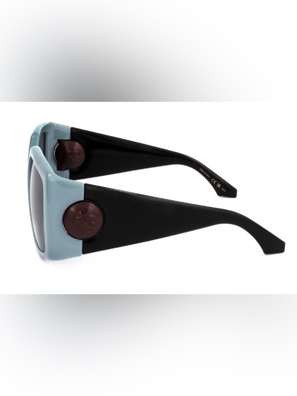 Etro Oversized Square Sunglasses in Light Blue & Black with Dark Gray Lenses - Picture 4 of 7